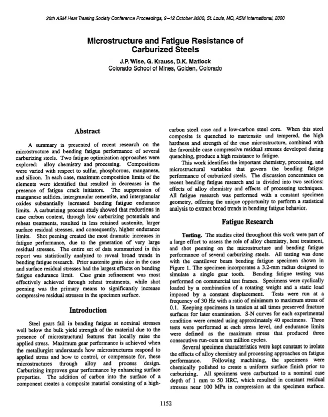 Microstructure & Fatigue Resistance of Carburized Steels