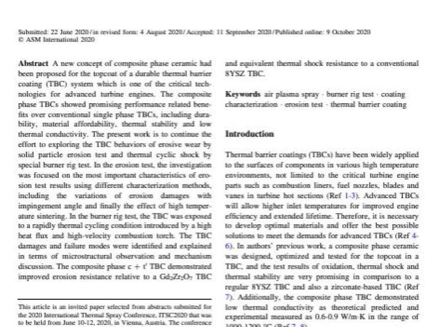Article by Dr. Xingling Ma, Peter Ruggiero, Curtiss Wright Surface Technologies